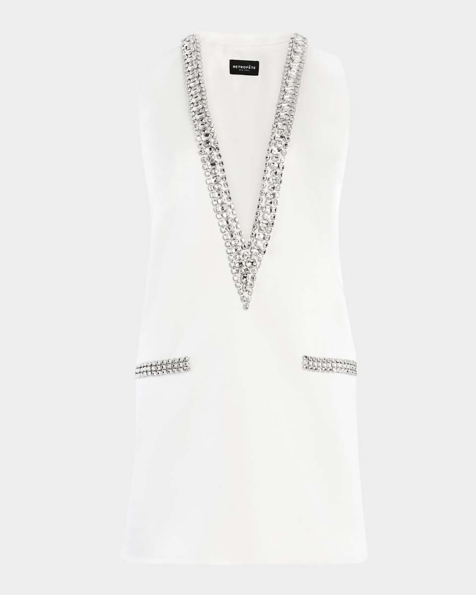 Nancie Crystal Plunging Mini Dress